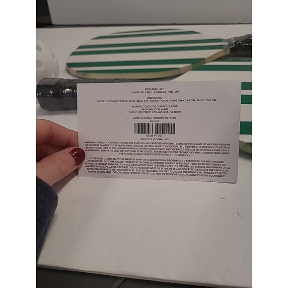Show Me Your Mumu Pickleball Set 3-pc Paddle Green and White Stripe Paddles NEW - Picture 6 of 8